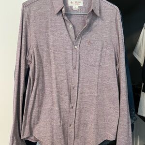 Original Penguin Men's Heathered Purple Button Down Shirt